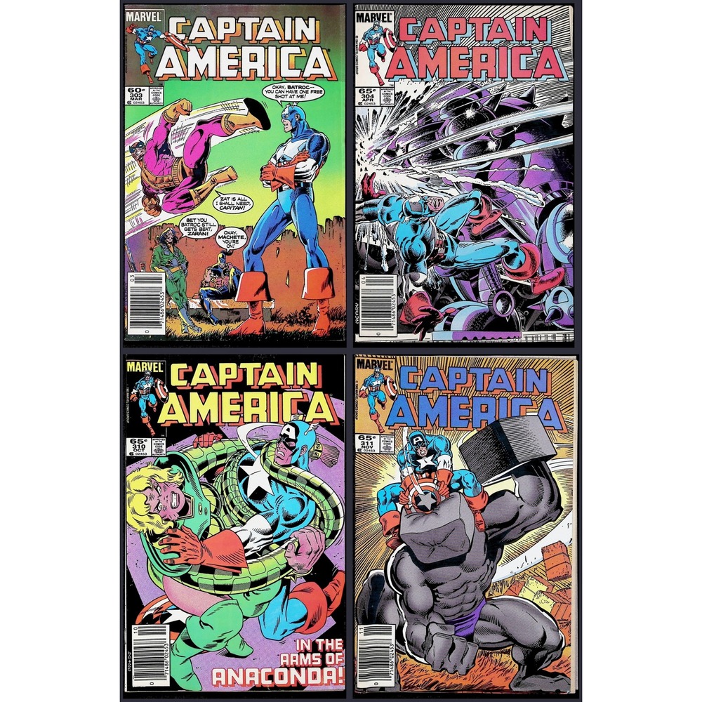 Captain America 4X Comic Lot #303 304 310 311 Newsstand 1st Serpent Society Marv